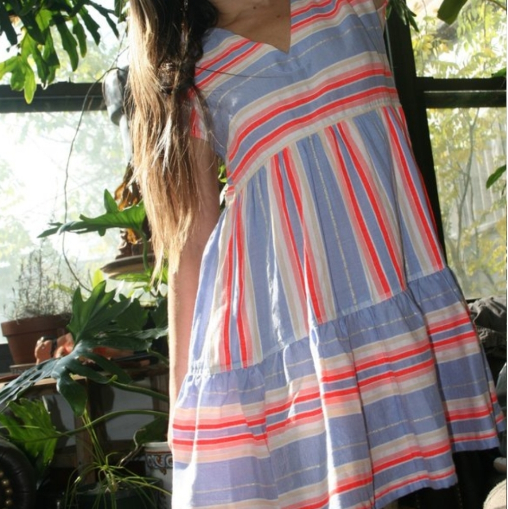 Lemlem's Fiesta dress in Lavender Stripes